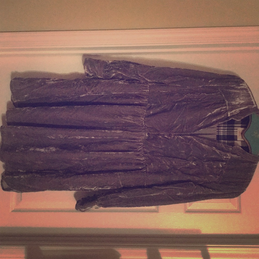 Anthropologie crushed velvet blue dress size L